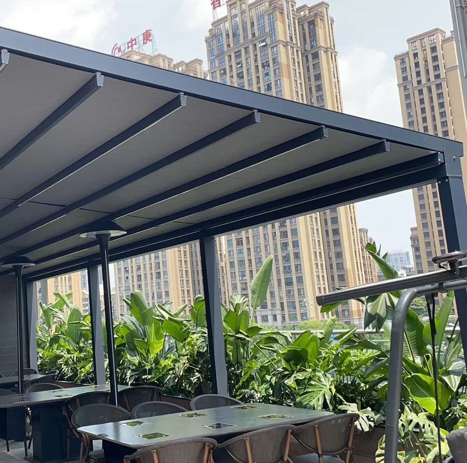 Cantilever Remote Controls Bioclimatic Sunshade Roof Aluminium Outdoor Motorized Pergola Canopy