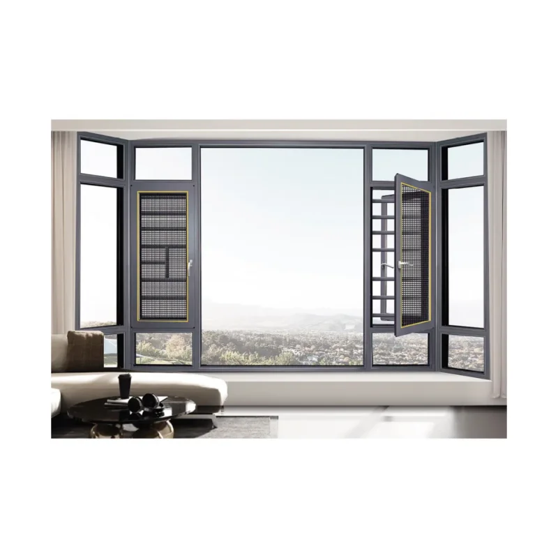 Hurricane Impact Aluminum Casement Windows Thermal Break  Window Double Toughened Glass With Screen Netting for house
