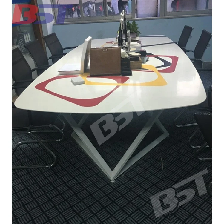 Custom size artificial stone office furniture 6 -8 person conference table