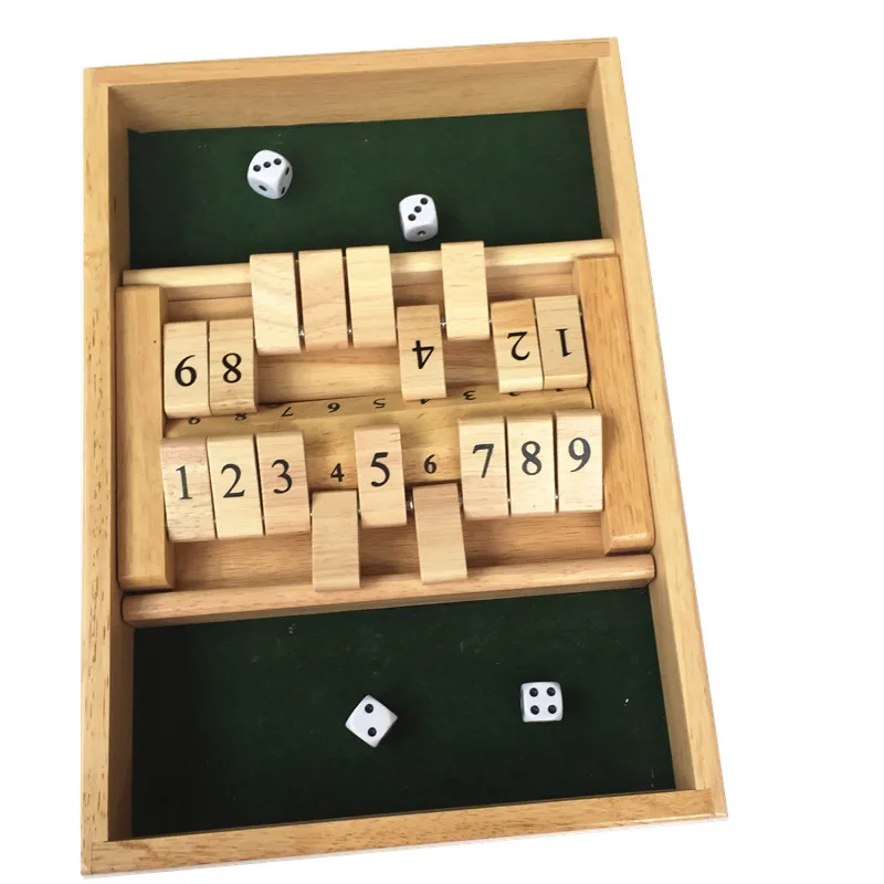 Wholesale wooden traditional board game Educational Intelligent 2 Player Shut the Box Game Set