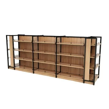 gondola shelving wooden metal guangzhou  supermarket shopping display rack shelf for sale