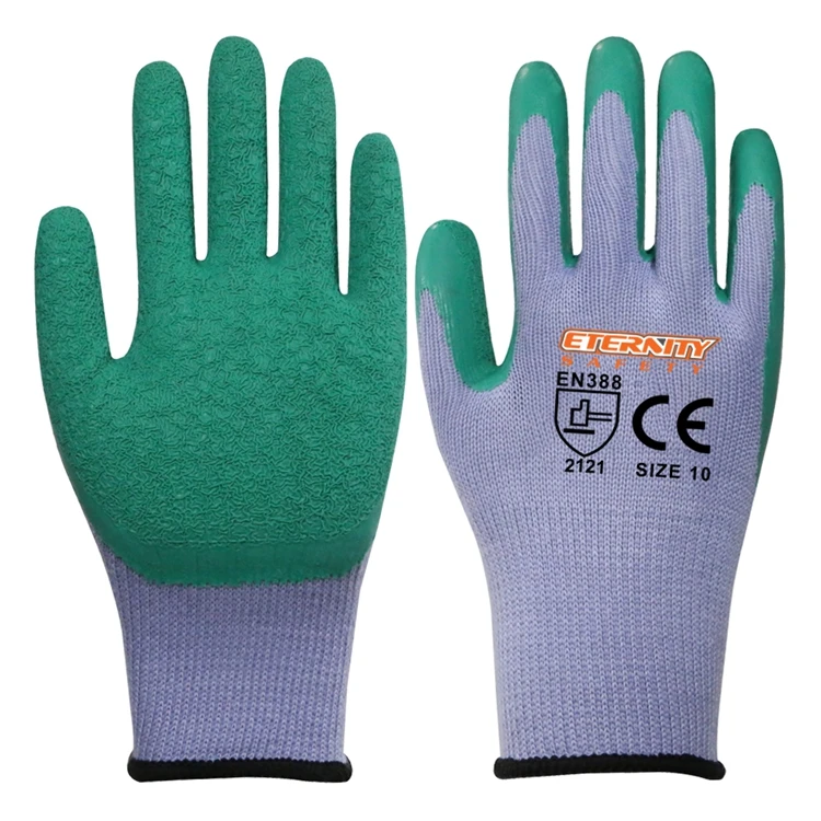 ENTE SAFETY 10 Gauge 5 thread knit shell liner with latex crinkle palm coated men working supplies