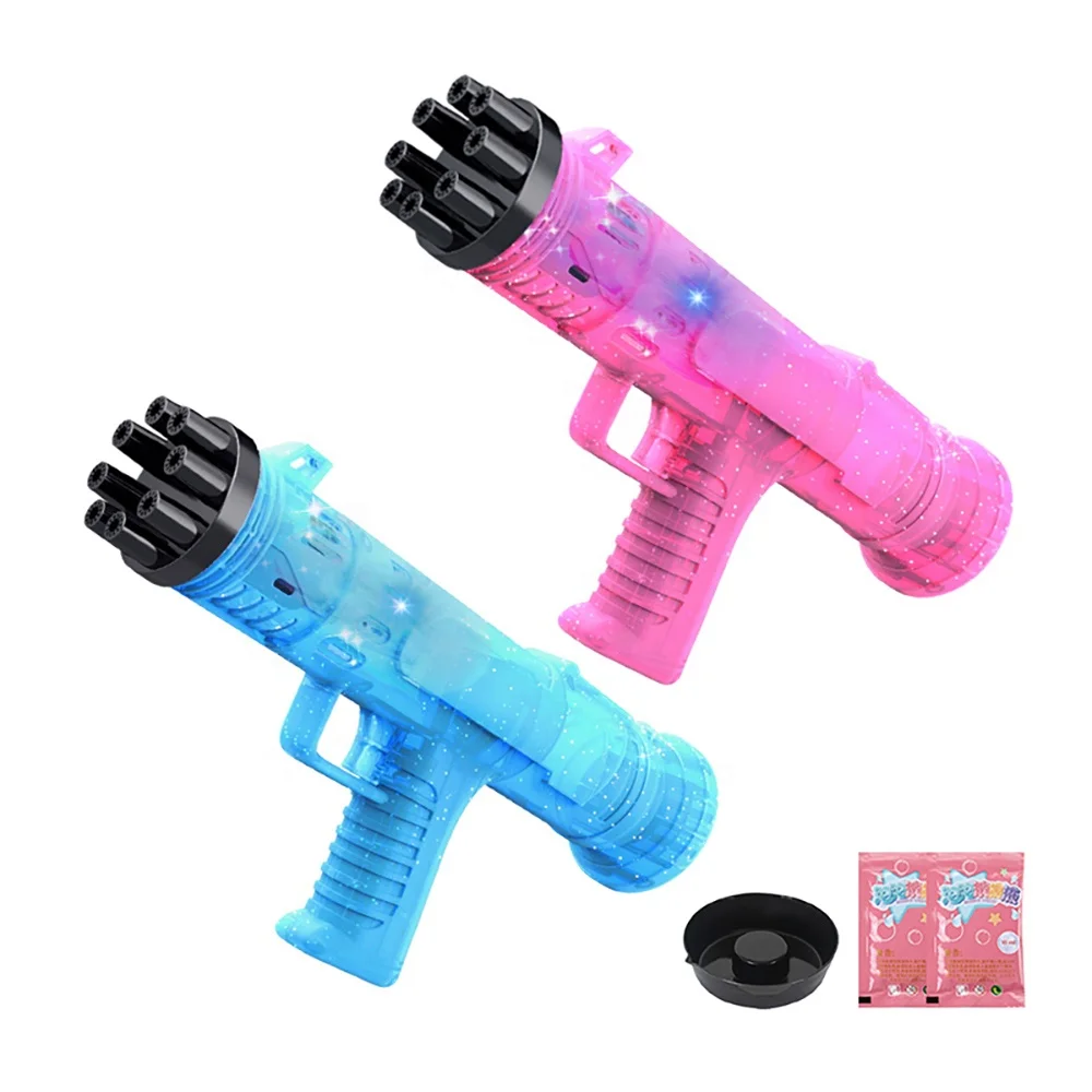 Автоматический пулемет для пузырей, оптовая продажа, новинка, Лидер продаж, наружный пулемет для детей из пластика, Ce, унисекс, АБС, светодиодный светильник, пулемет для пузырей, изображение показано