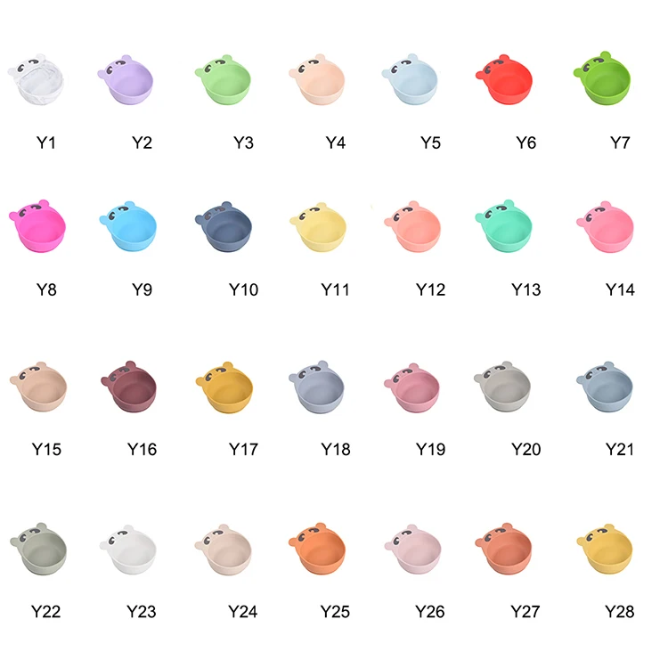 Newsun Baby Feeding Set BPA-Free Silicone Bear Shape Plate Bowl PC Material with Suction Feature for Safe Baby Led Weaning Food