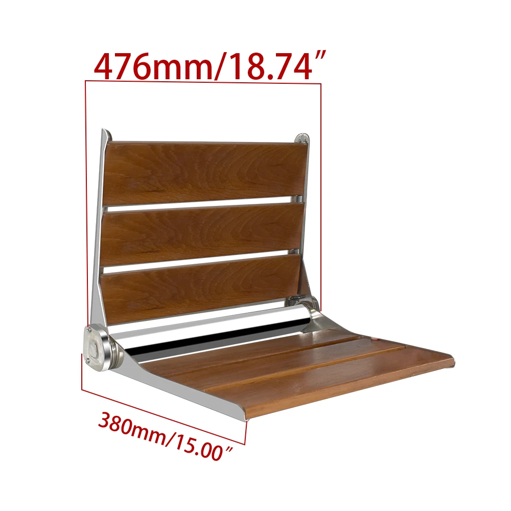 Wholesale Solid Wooden Bathroom Shower Seats Wall Mounted Shower Chair Folding Boat Shower Chair