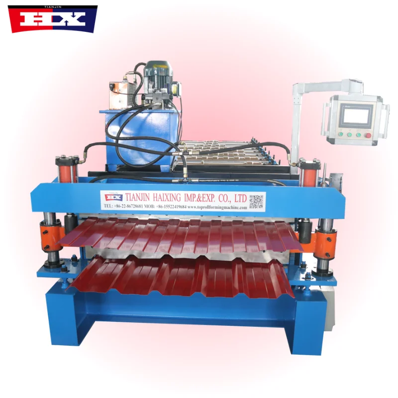 customized color hydraulic guide pillar cutting tile making machine automatic iron steel double layer roof roll forming machine