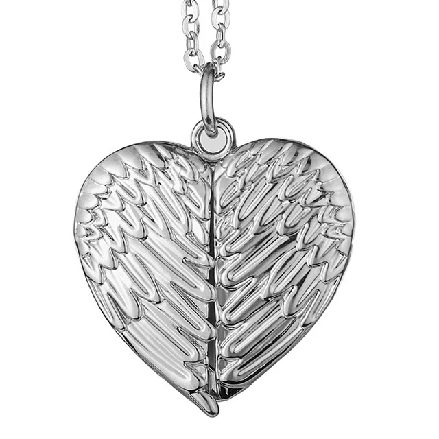 New Arrival Sublimation Angel Wings Blank Necklace Heart Lockets Pendant Necklace