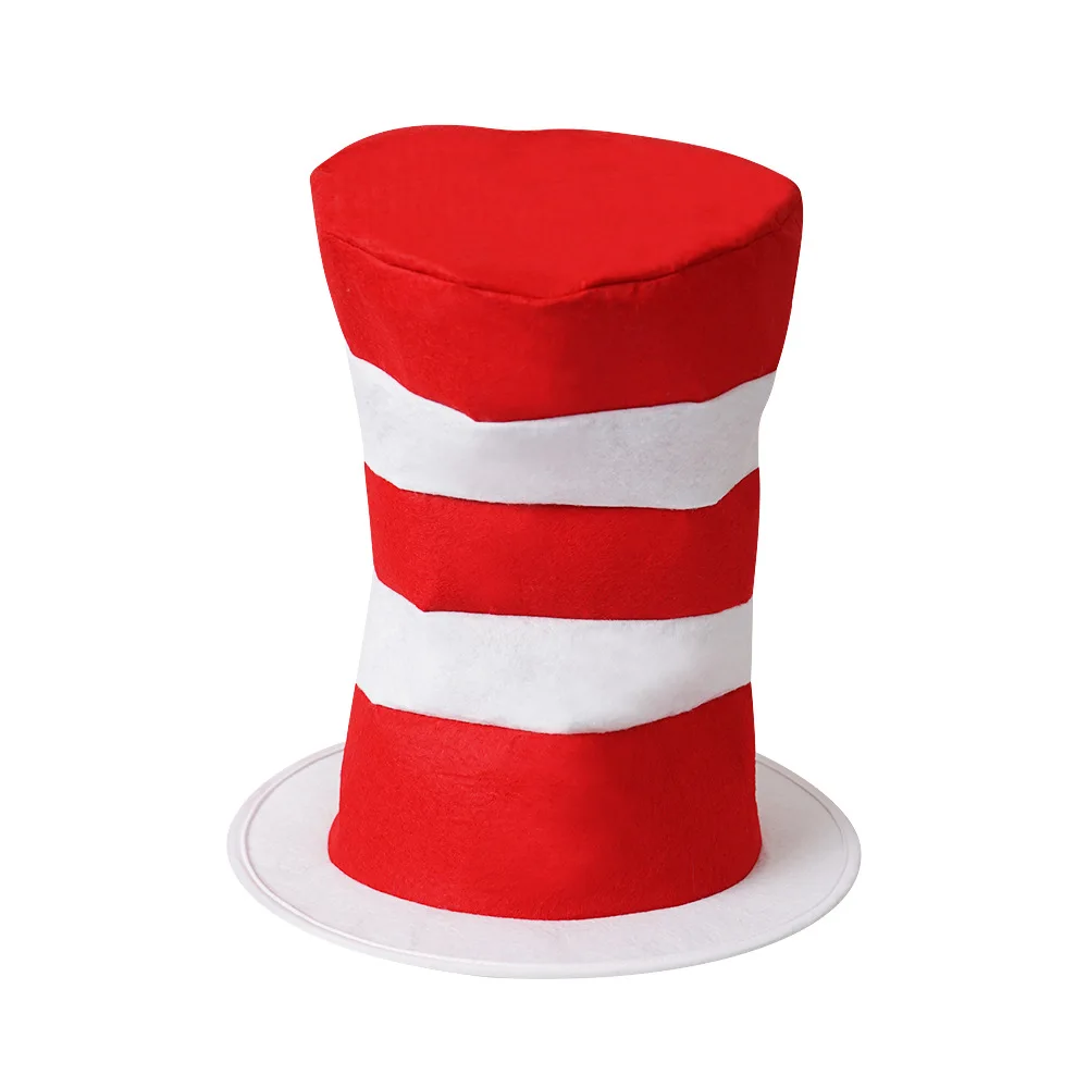 3 Pieces Carnival Top Hat  White Red Adjustable Paper Hat Pre for Classroom Halloween Costume Accessory