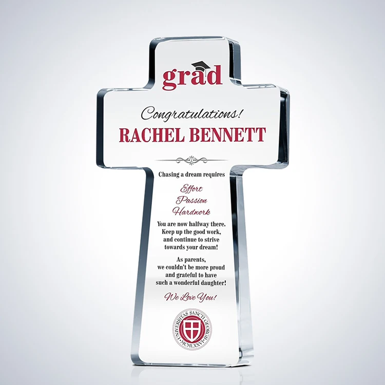 christian gift Crystal cross standing for Religious decoration