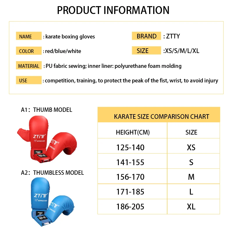 Оборудование для боевых искусств защитные перчатки одобренные WKF детские карате с большим