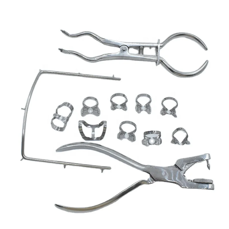 Best Product Rubber Dam Instruments Kit Clamps Ivory Clamps Forceps Dental Restorative Instruments