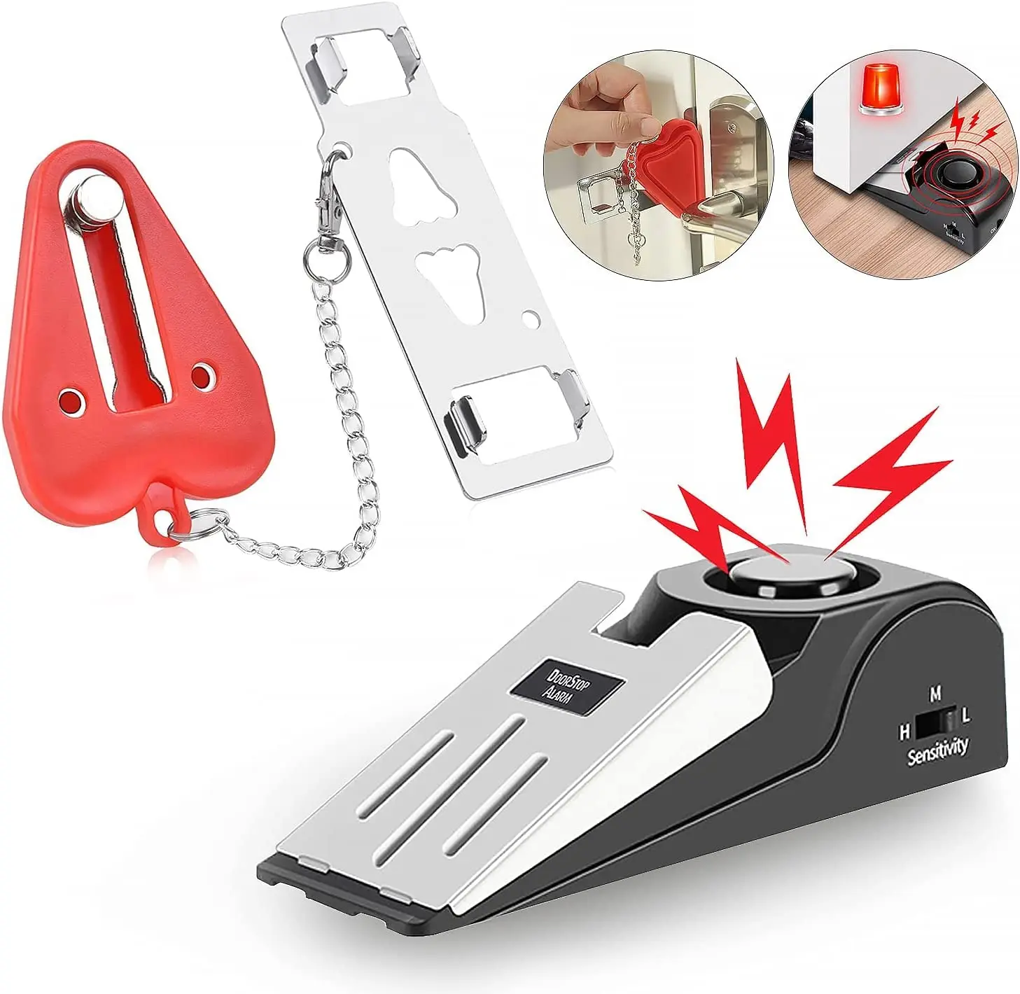 WEIJU Portable Door Lock & Door Stop Alarm,Dual Protection Security Door Kit for Hotel Travel Home Apartment House