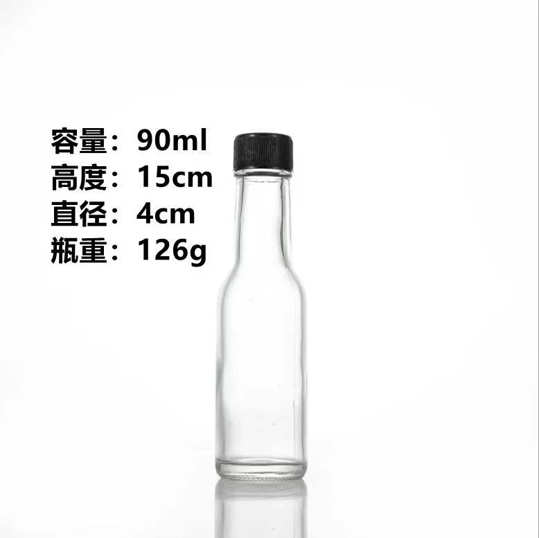 Hot Sauce Woozy Bottles Empty 5 Oz Complete Sets of Premium Commercial Grade Clear Glass Dasher Bottle with Shrink Capsule