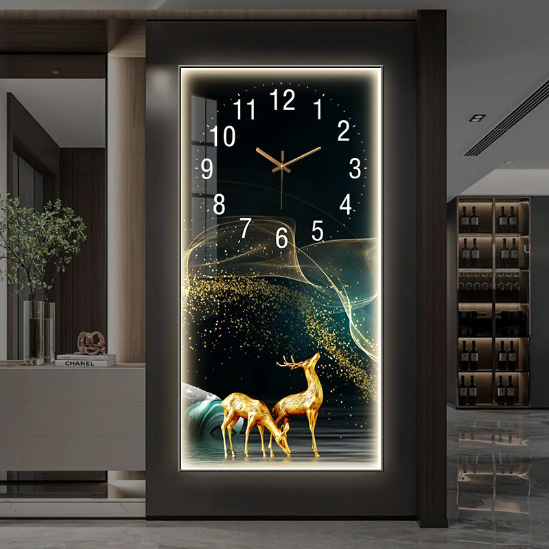 modern Entrance decoration lucky luxury low price wholesale abstract  crystal porcelain painting wall art with led light
