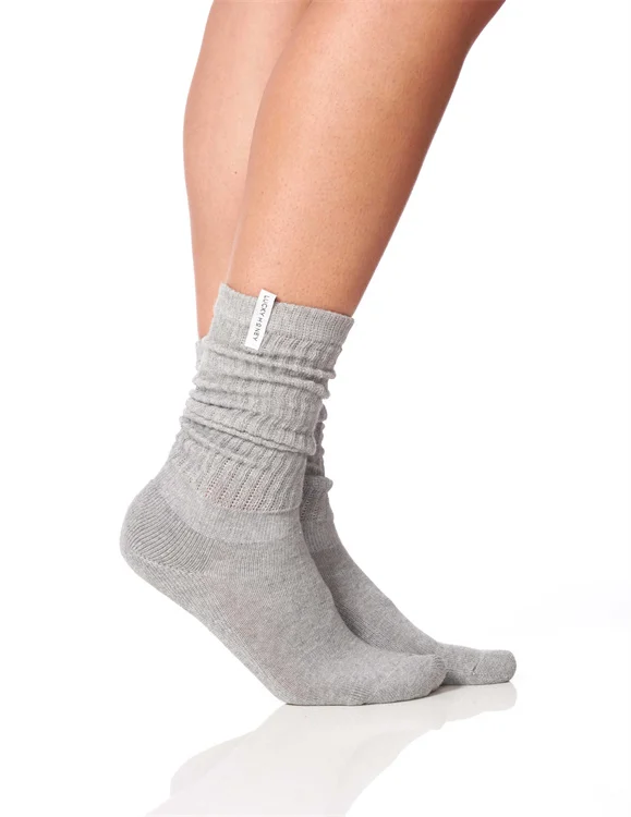 Woven Label New Fashion Designer Colorful Knitted Heavy Gray Slouch Socks Cotton Solid Thick Slouch Socks Pilates Women Kids