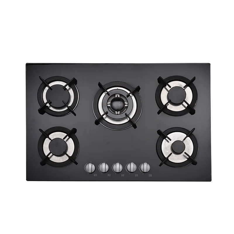 
Kitchen 5 Burner Tempered Glass Gas Stove Builtin Stoves Natural Gas Hob Cooker 