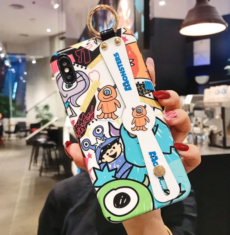 Anime Mickey Toy Story Monster Inc wristband holder Phone Case For iPhone 12 pro max 12 Mini 11 XS X free shipping