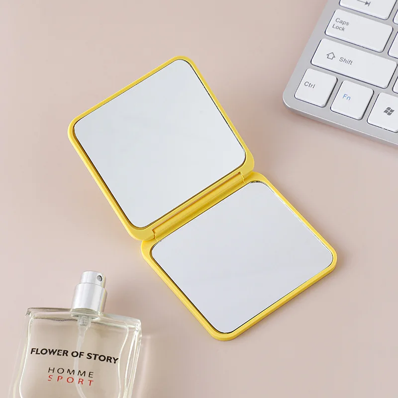 Portable Mini Square ABS Plastic Folding Compact Custom Your Logo  Mirror 1x 2x Magnifying Cosmetic Mirror