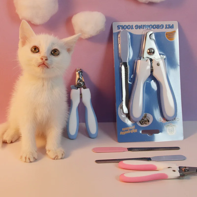 Wholesale Stainless Steel Pet Grooming Kit Pet Nail Clipper Trimmer With File Pet Accessories Blister Card Packaging