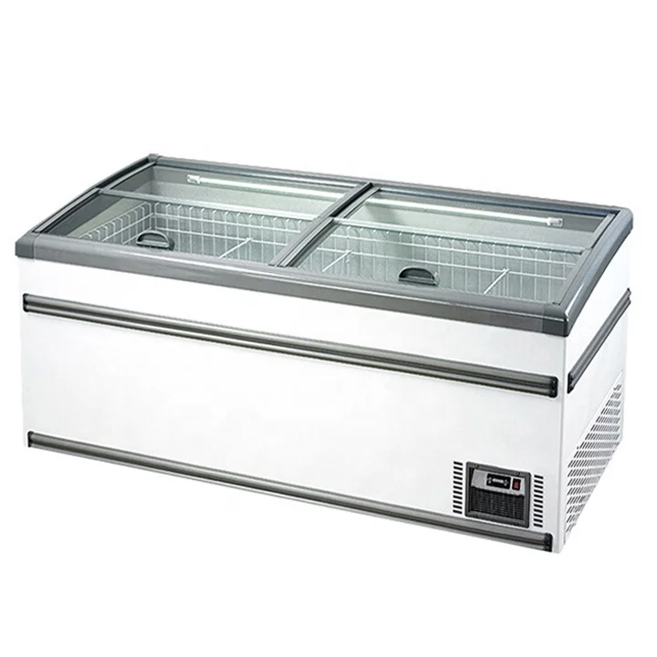 Combined Island Display Freezer Commercial Retail Sliding Doors Automatic Defrost Supermarket Freezer Ice cream