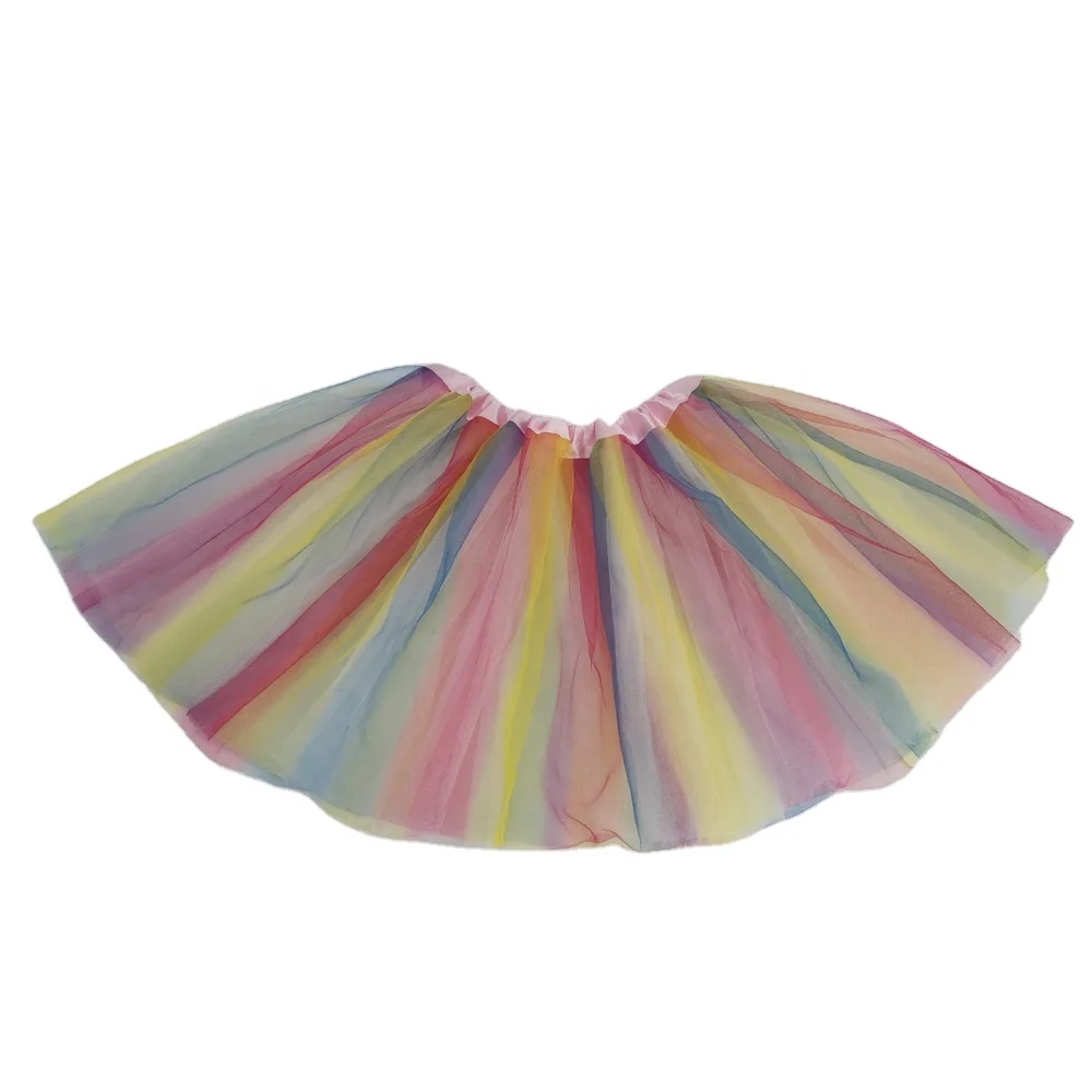 
Hot sale Kids Multi-color Stripes tulle tutu skirt 