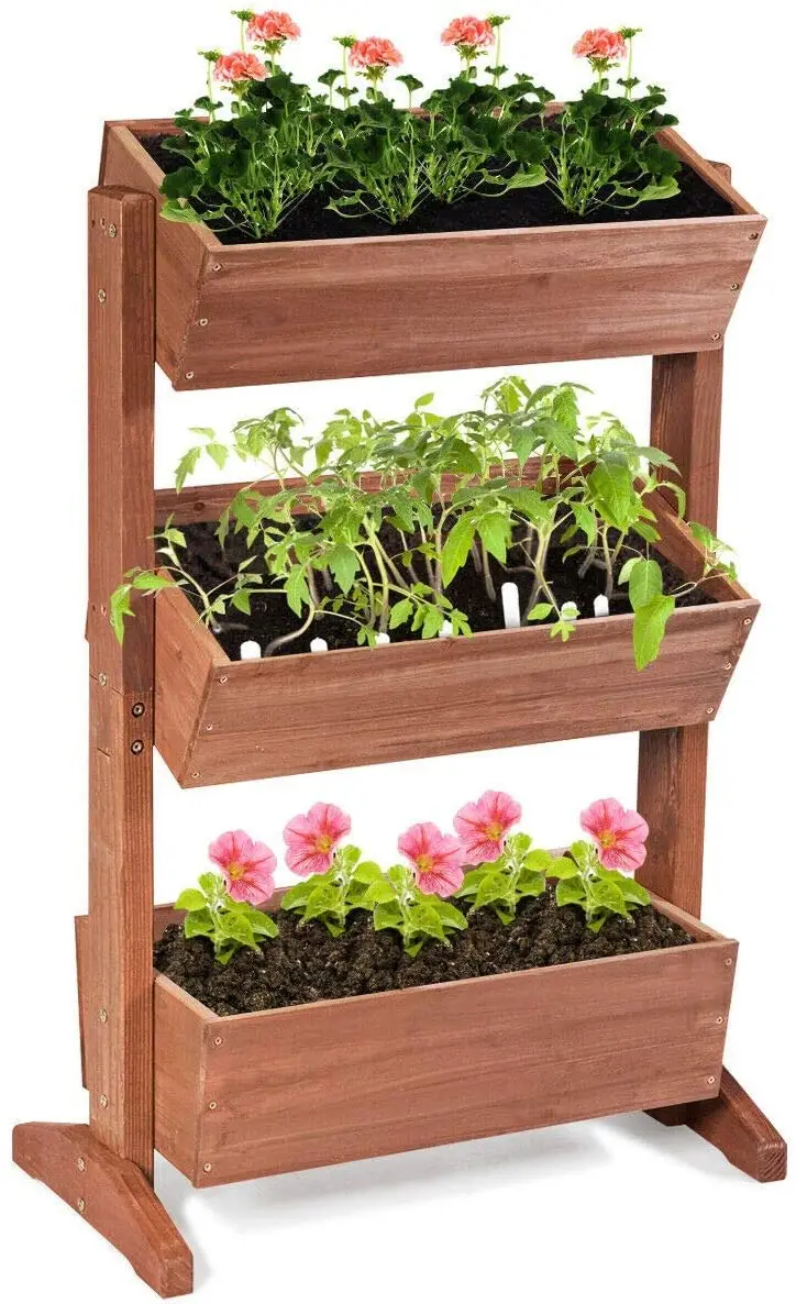 3-Tier Raised Garden Bed Vertical Free Standing Elevated Planter Patio Outdoor