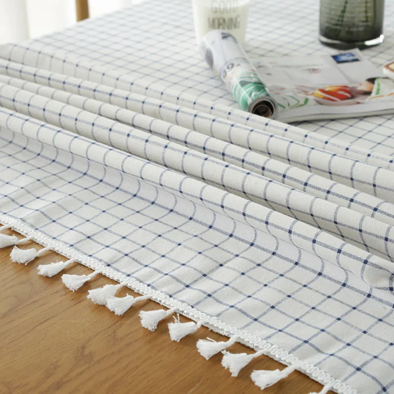 Kitchen Black White Grid Table Cloth Rectangular Tablecloth Dining Table Cover