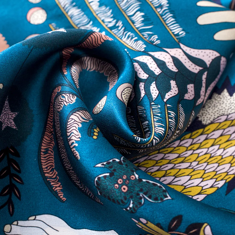 Fashion Design Square Silk Scarf Modern Hand And Vase Printing Suit Matching Jacquard Women silk scarf