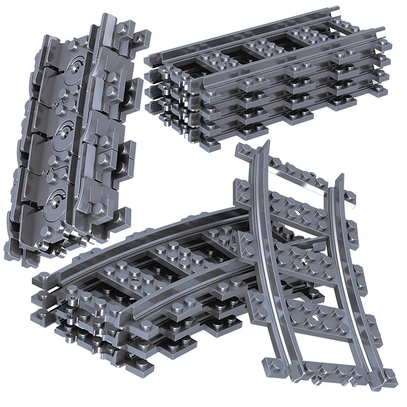 City Trains Train Track Rail Bricks Model Toy Soft Track&  straight For Kids Gift Compatible All Brands Railway