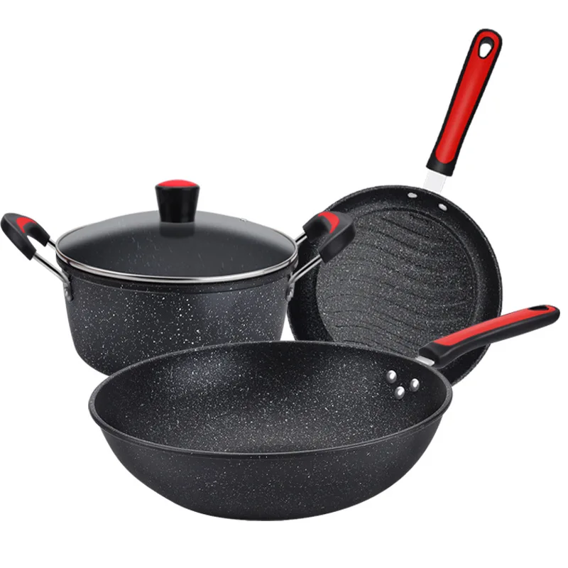 cooking sauce low moq stainless steel marble granite kitchen pot cast iron enamel removable handle non stick cookware sets