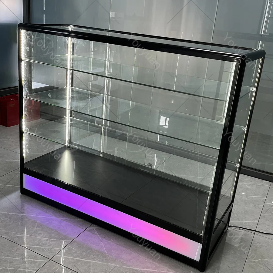 60inch retail store glass smoke shop showcase kiosk aluminum frame display showcase tobacco full version show case