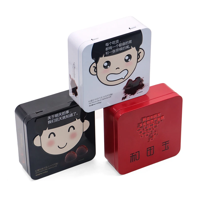 Rectangular tin metal box with custom design luxury casio watch tin box  with hinged lid