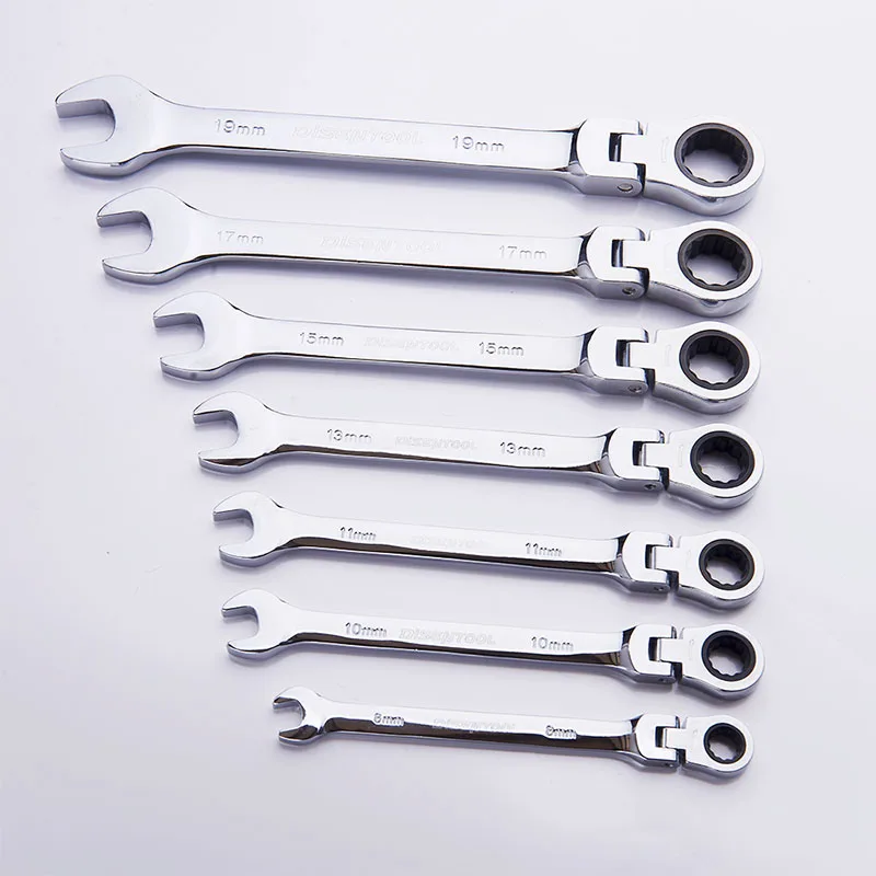 Chinese Factory Flexible Head Ratchet Wrench Set Double Offset Ring Kit