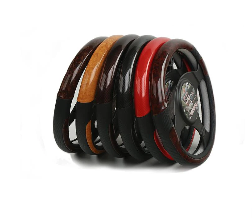 Universal Fit 38cm Elastic Easy Carbon Fiber Leather Car Steering Wheel Cover Sports anti -skid massage car steering wheel cover