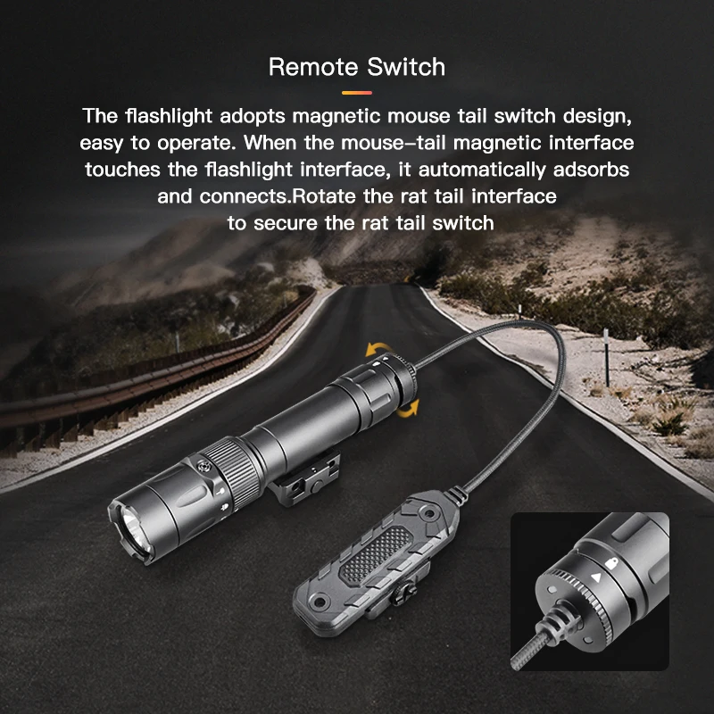 New High Power 2000 Lumens Magnetic USB Rechargeable Tactical Flashlight with Green Laser Combo with Remote Switch