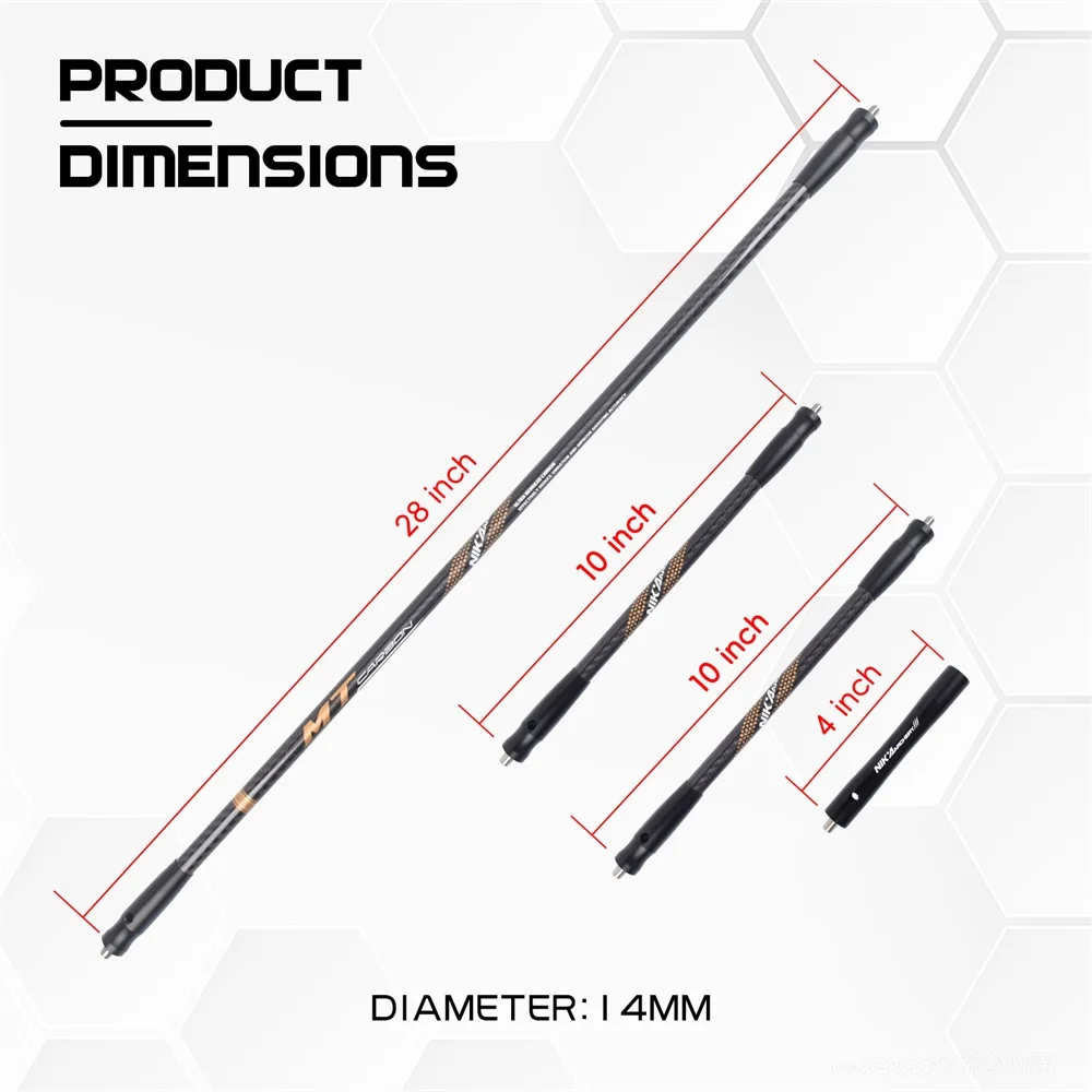 Nika Archery MT Carbon Stabilizer Set 14mm Balance Rod Extend V-Bar System Bow Stabilizer Kit