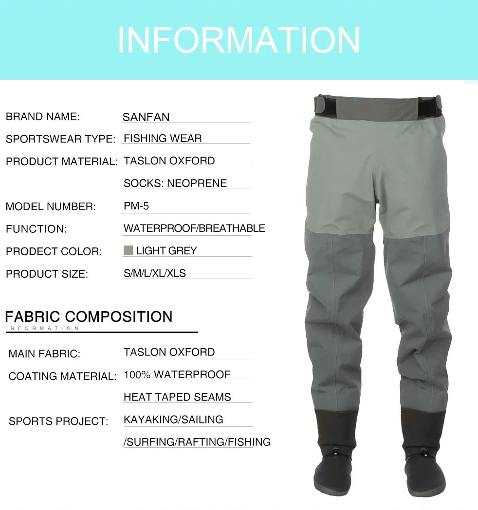 fishing waist chest beathable orvising waders pesca waterproof transpirable piscifun