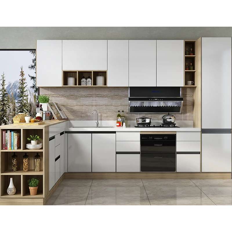 Роскошные кухонные шкафы и аксессуары Kejahome с дизайном острова/современные чистыми ручками