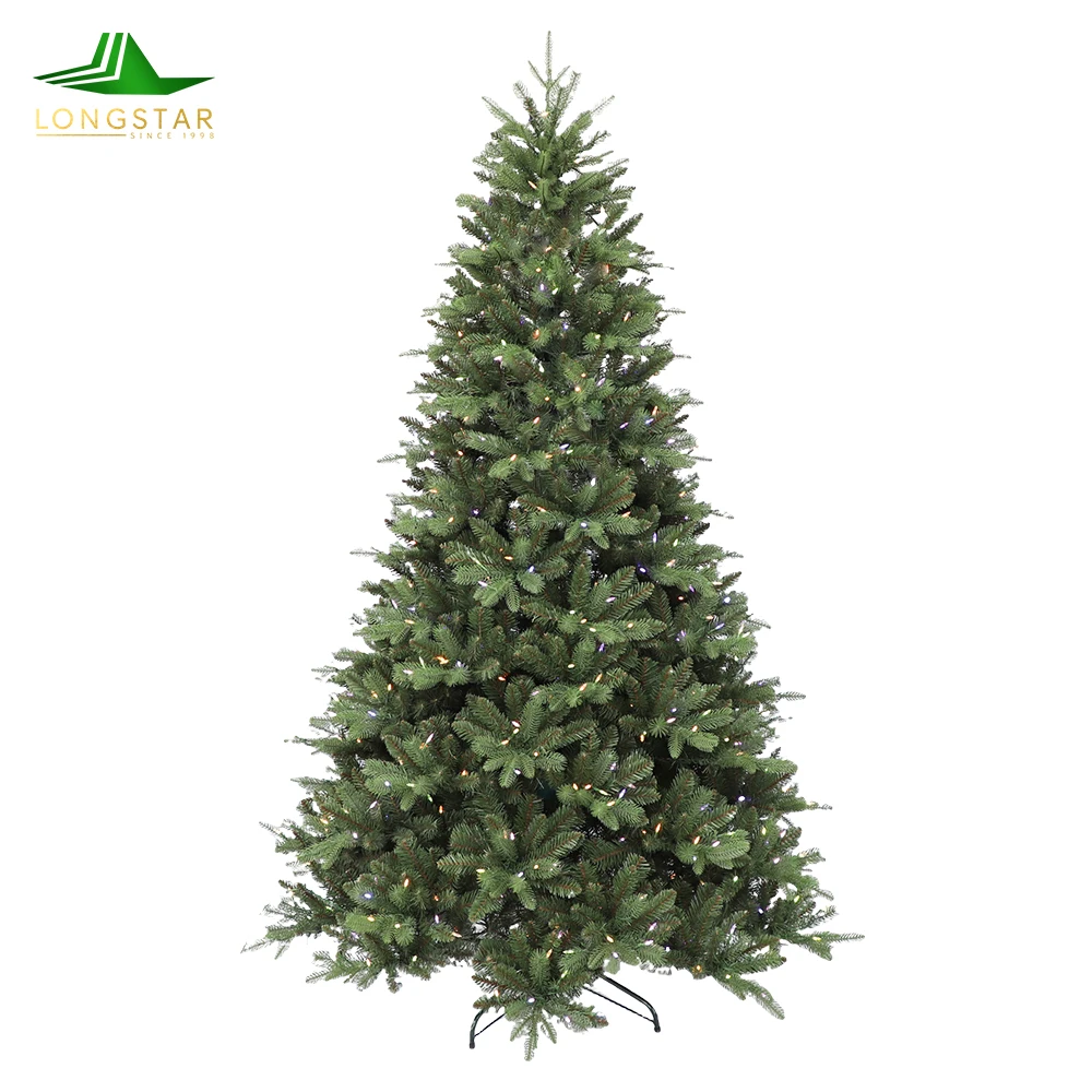 Artificial PE&PVC Green Christmas Trees Xmas Tree With Colorful Lights For Christmas Decorations