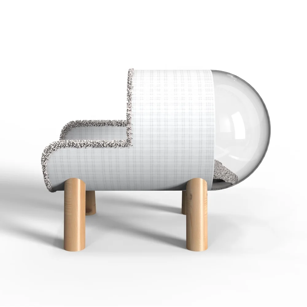 Attractive Design Space Capsule Cat Cave Elevated Cat House with Wooden Legs