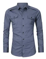 Modern fashion military shirts for men double pocket shirts for men long and short sleeve shirts for men 100% cotton