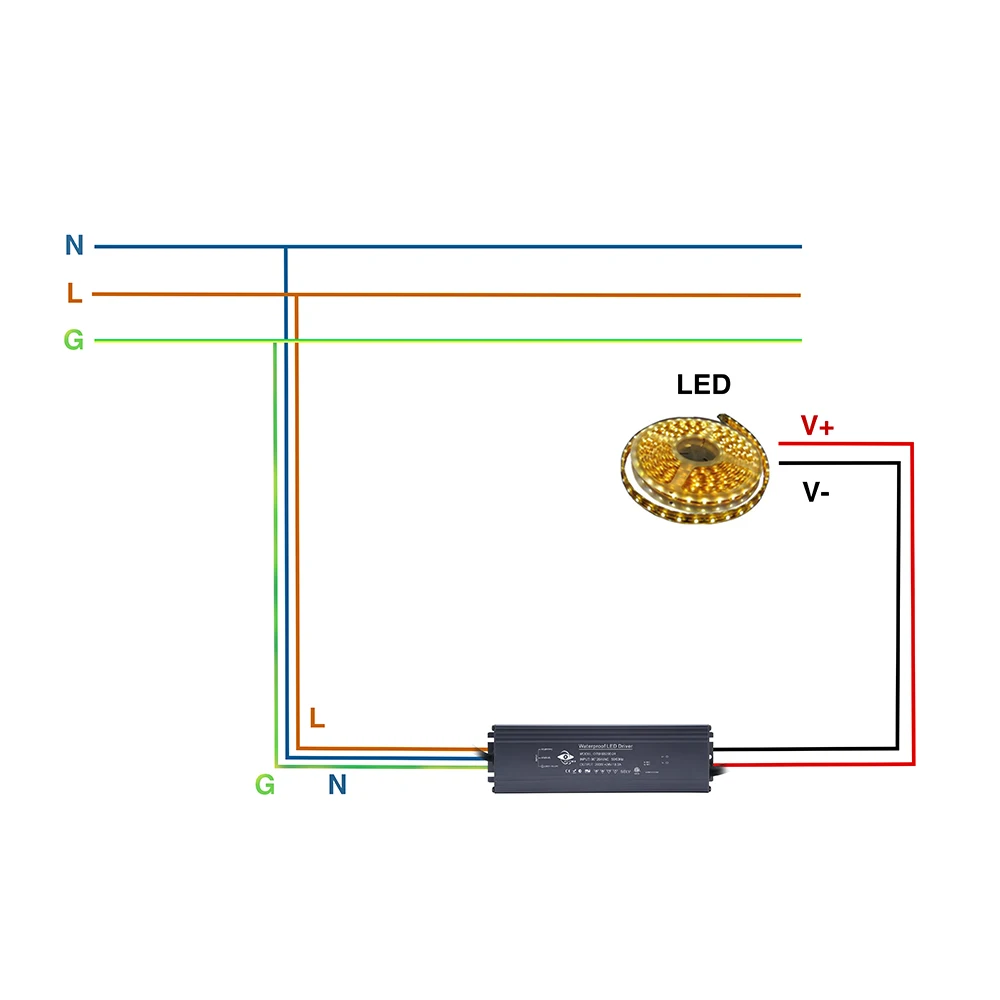 UL Certification SMPS IP67 Waterproof LED Module Strip 12V 24V LED Switching Power Supply 60W 90W AC to DC LED Driver