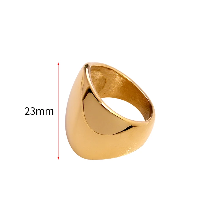 Vintage Stainless Steel Rings Hypoallergenic Jewelry PVD Gold Plated Chunky Band Rings for Woman