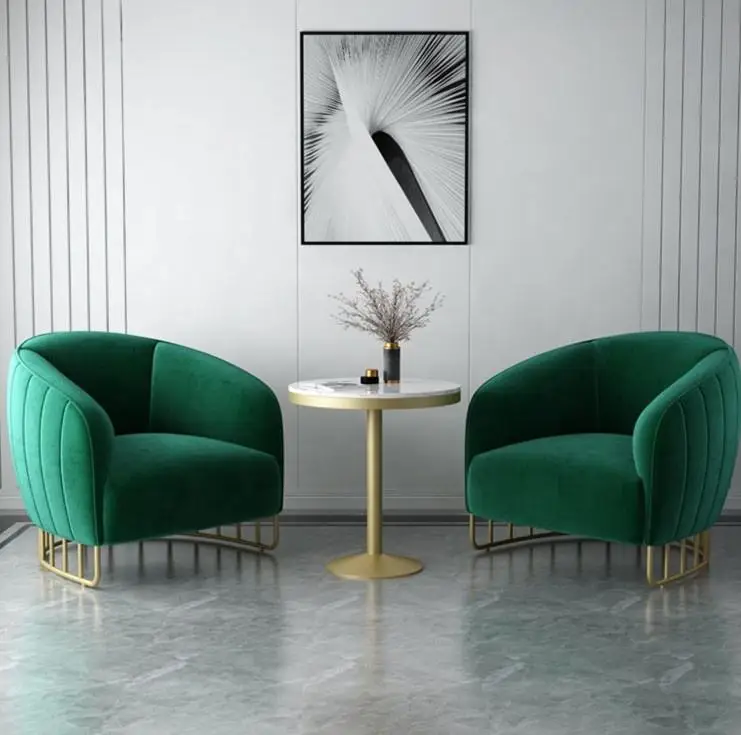 WSX3936  Modern luxury velvet upholstery living room accent chair gold chair legs modern living room lounge chairs