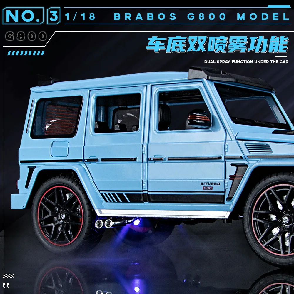 Foreign trade NEW Simulation die cast car model 1:18 Big G Car Model Simulation Light Spray Toy Lighting and music