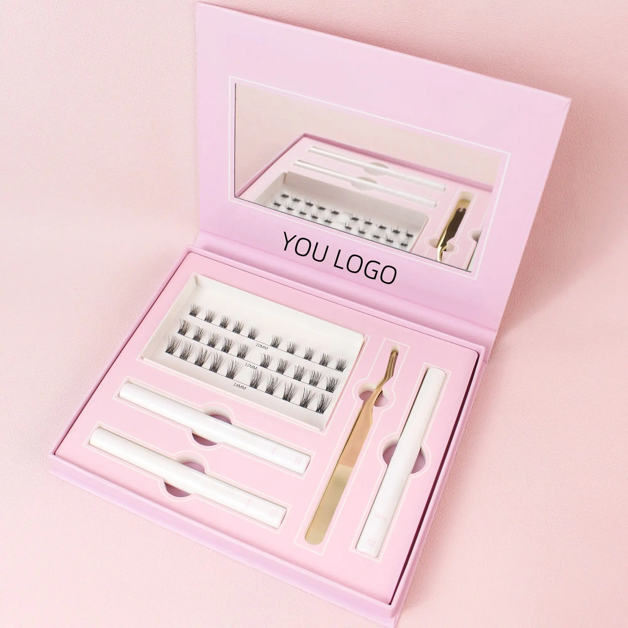 Wholesale pre glue lash cluster Private Label Individual Eyelash Cluster Extensions Pre Cut Segment DIY Lash Extension Kit