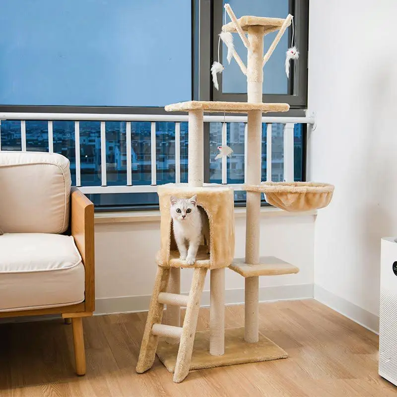 Wooden Cat Scratch Tree Cute Cat Tree Tower House Condo Wood Cat Tree