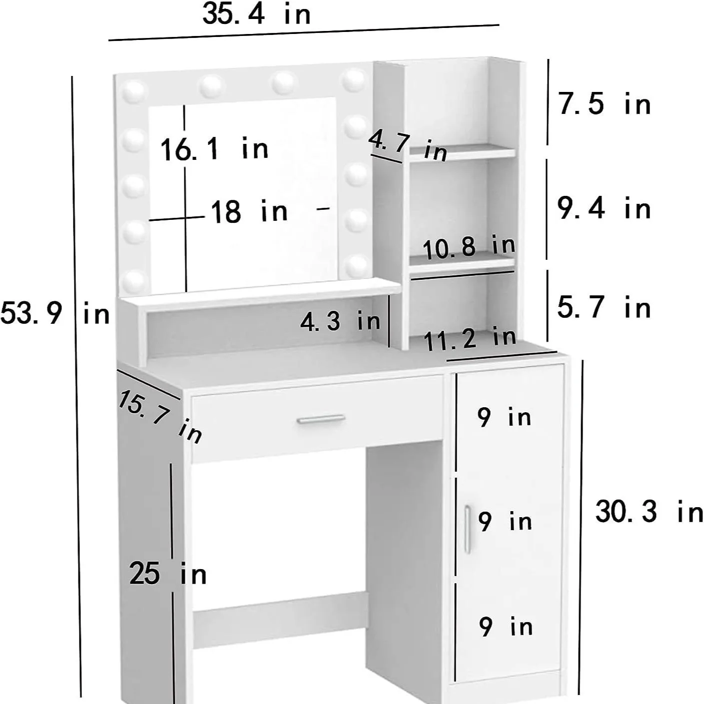 Modern home furniture wooden dressing table makeup designs mirror with drawer set modern white