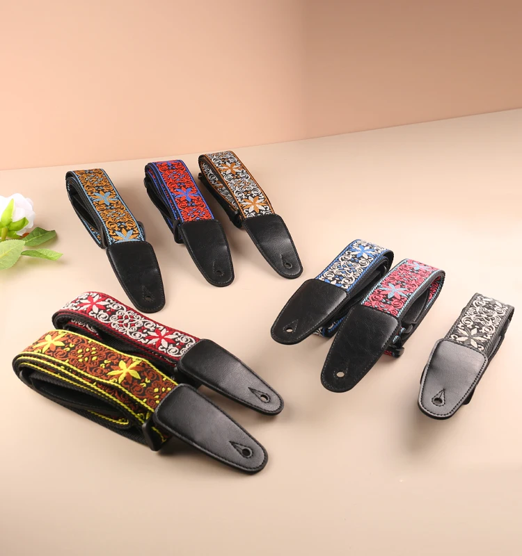 Jacquard Fashionable Guitar Strap Woven Weave Folk Style Electric Guitar Strap Heat Transfer Printing Guitar Shoulder Belt
