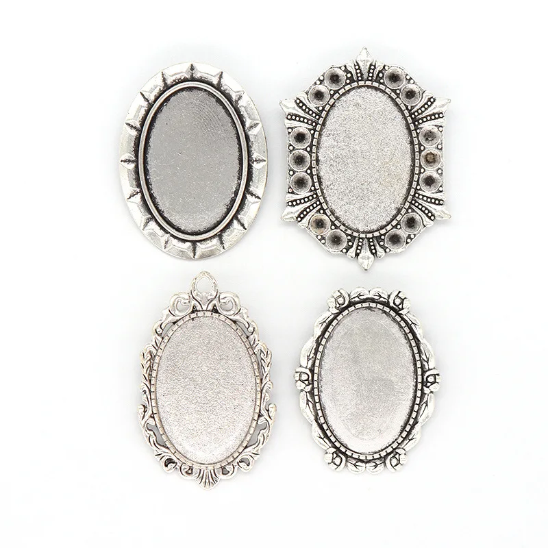 Tibetan Alloy Oval Brooch Setting Bezel Blank Bases w/ Pin Back 20x30mm TrayOpens in a new window or tab